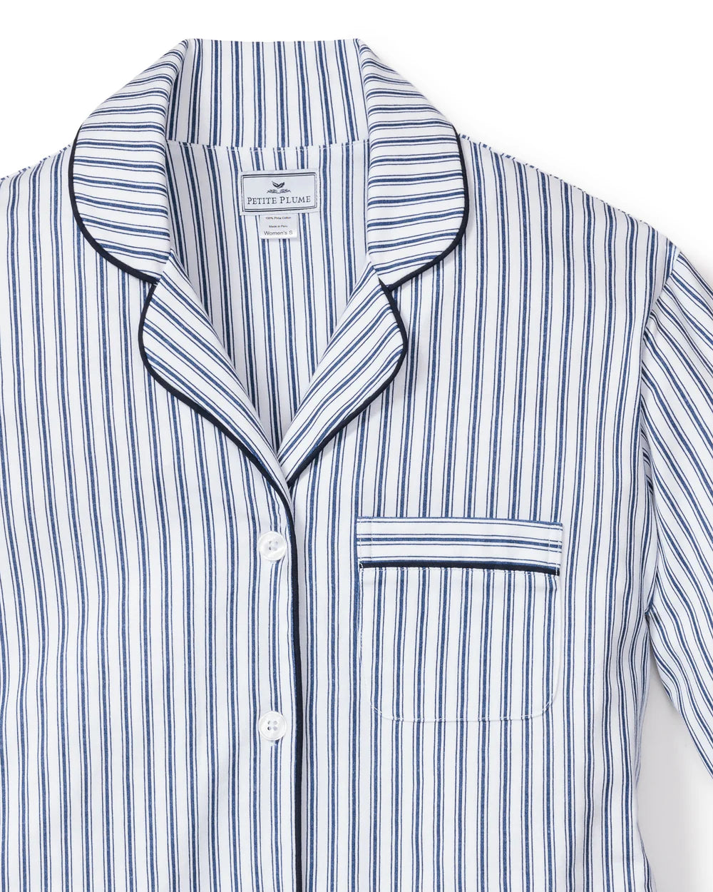 Luxe Pima Navy French Ticking Pajama Set