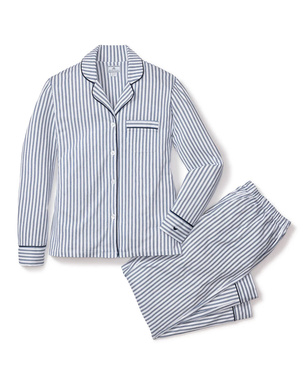 Luxe Pima Navy French Ticking Pajama Set