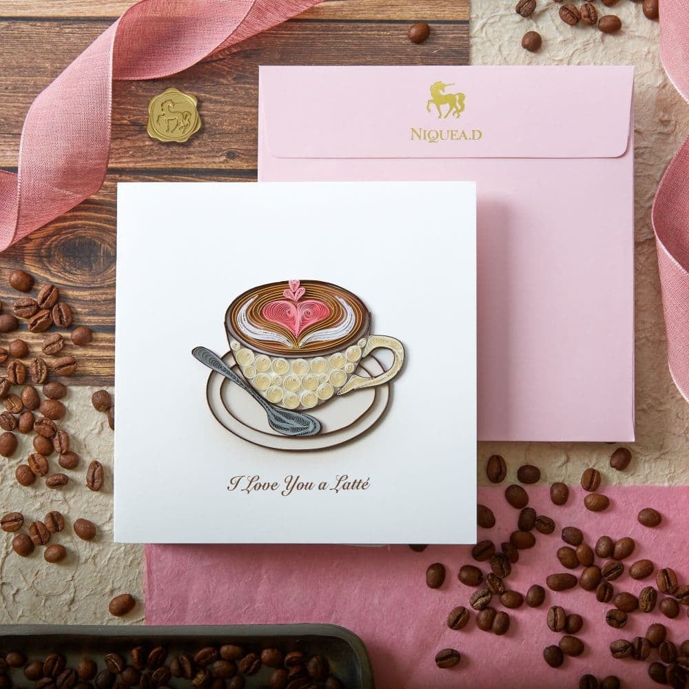 Quilled Heart Latte Valentine's Card
