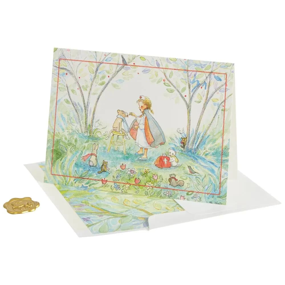 Nurse with Animals Get Well Card