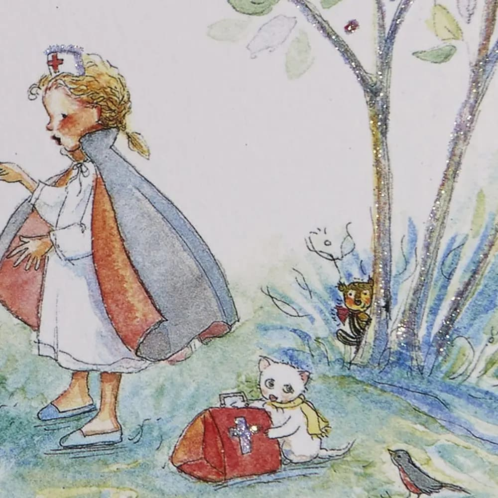 Nurse with Animals Get Well Card