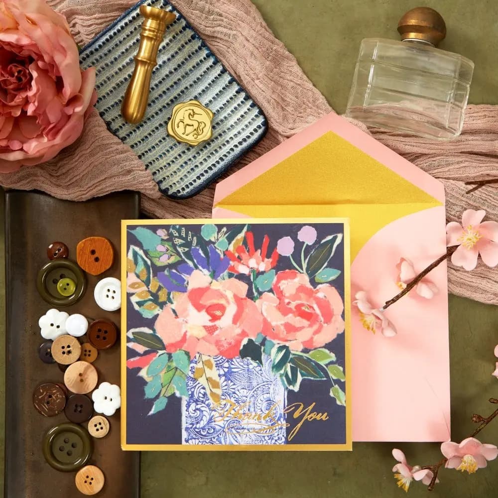 Roses Thank You Blank Card