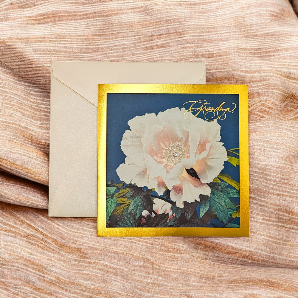 Pink Rose On Blue Grandma Mother's Day