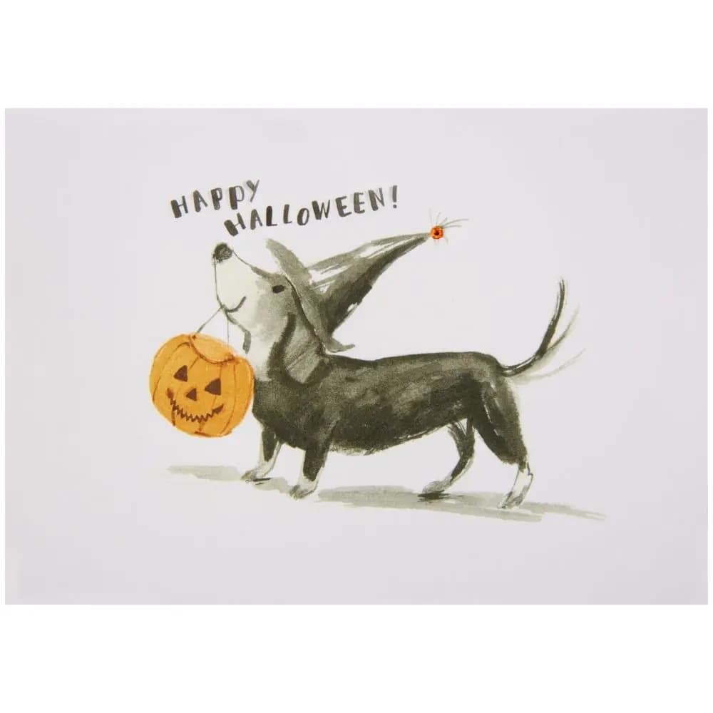 Dog With Pumpkin Halloween Card