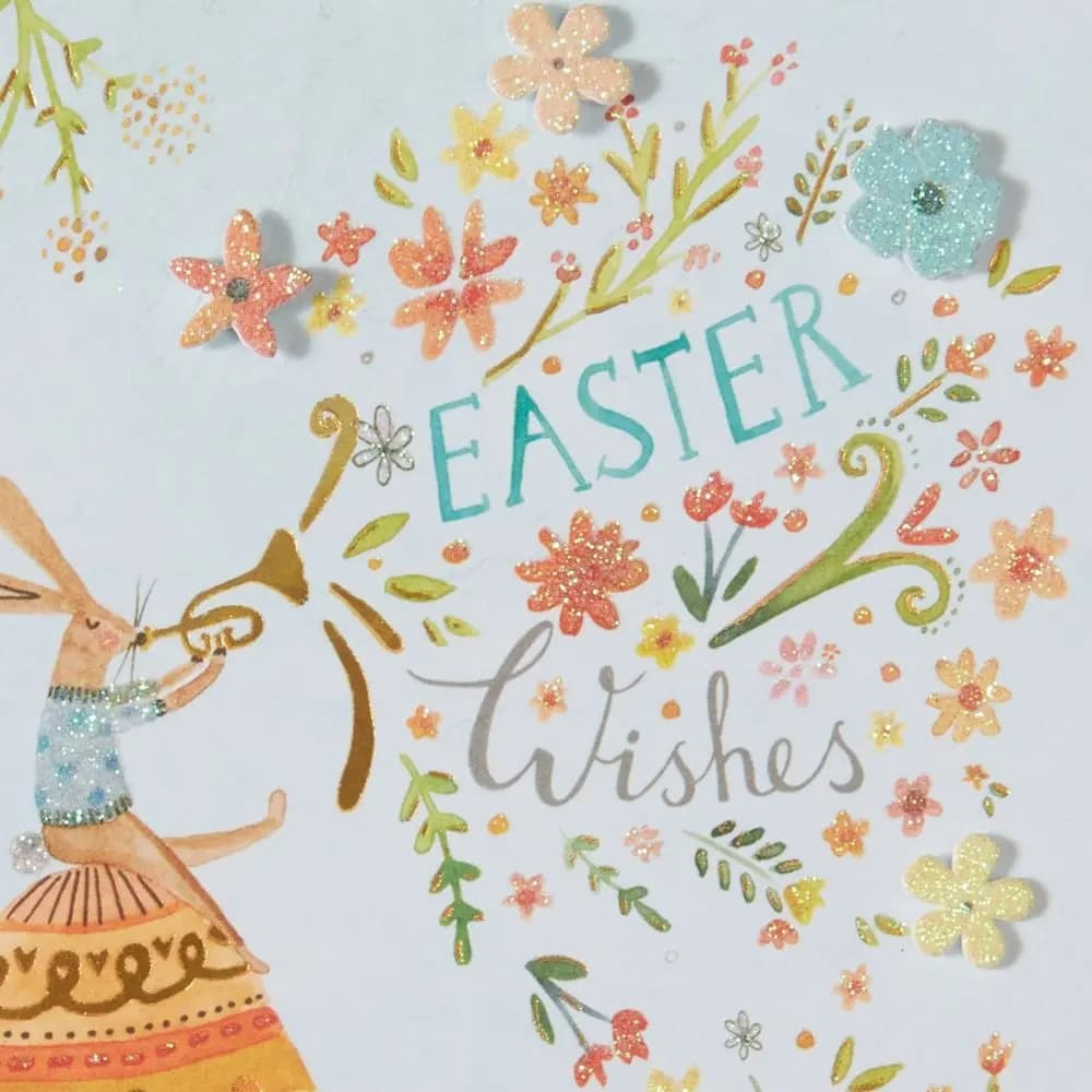 Rabbits with Egg on Wheels Easter Card