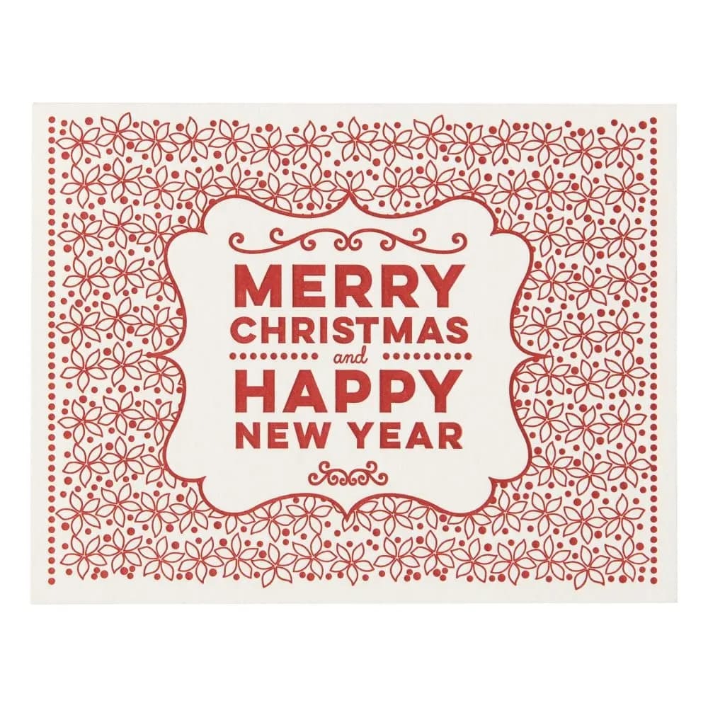 Merry Christmas And Happy New Year Lettering Christmas Card