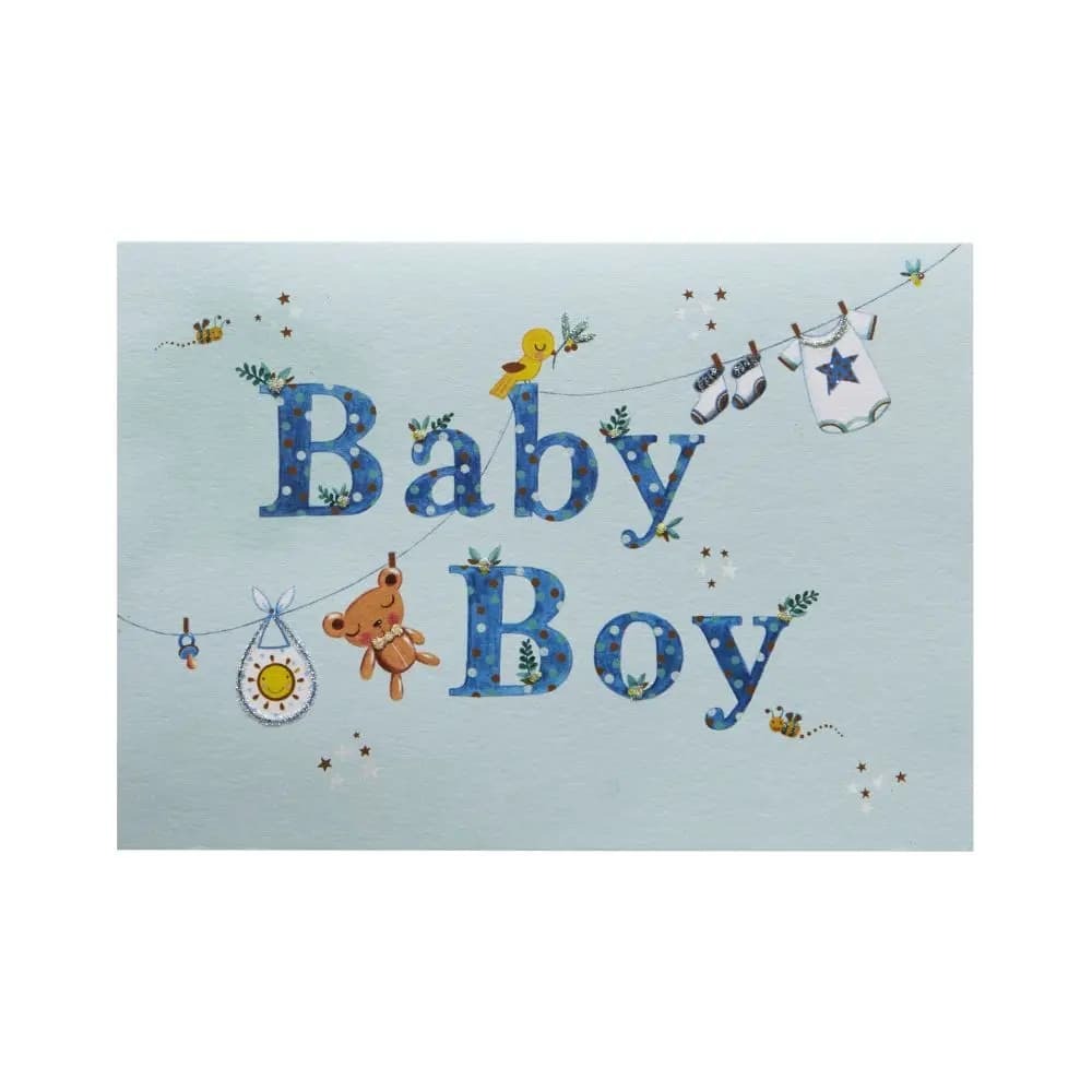 Clothesline Boy Baby Card