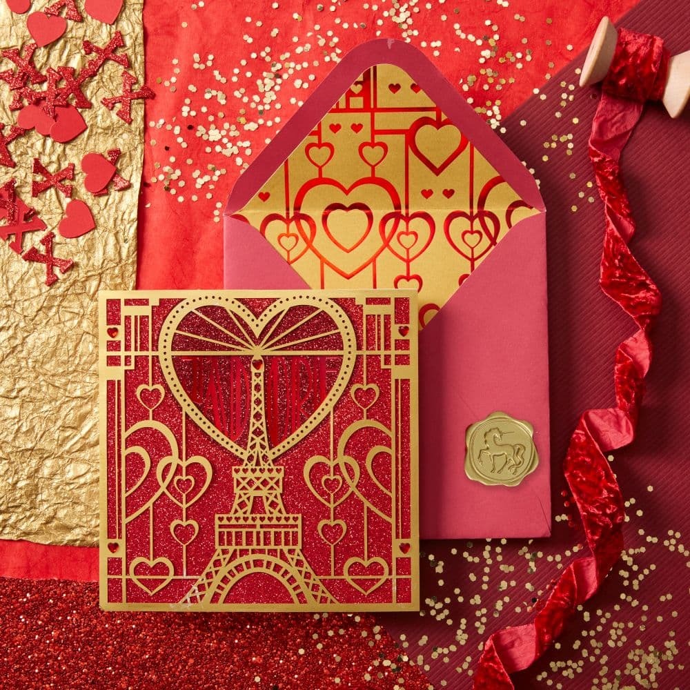 Laser Cut Eiffel Tower Valentine's Day Card