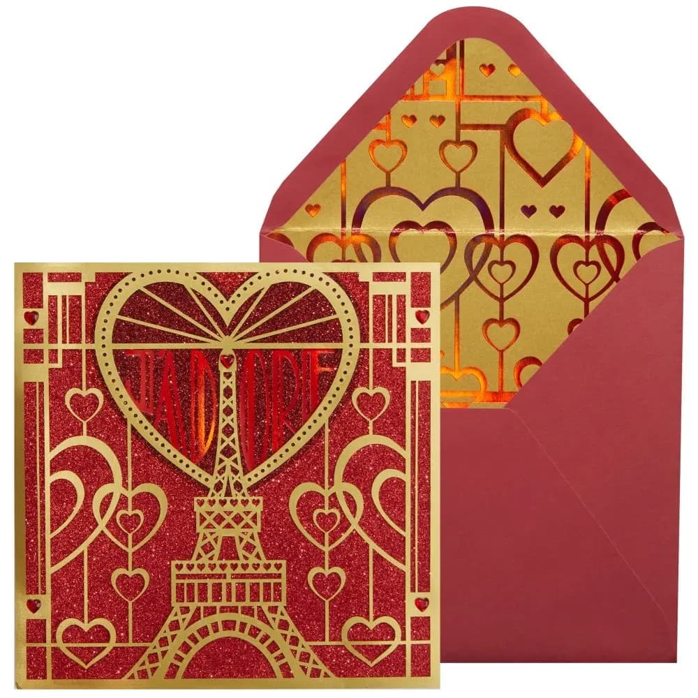 Laser Cut Eiffel Tower Valentine's Day Card