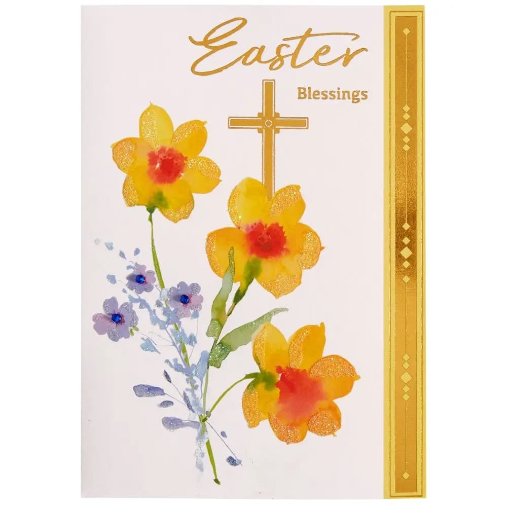 Daffodils And Cross Easter Card