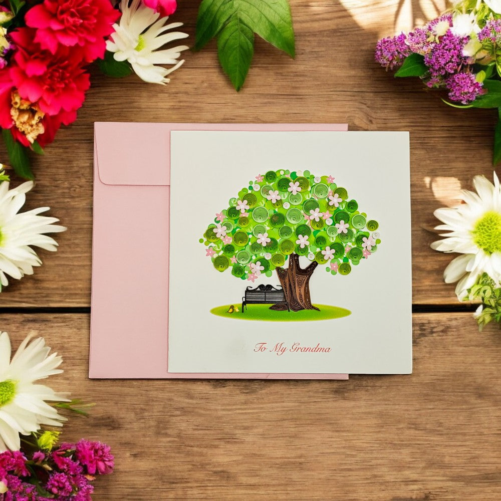 Quilled Tree with Bench Grandma Mother's Day Card