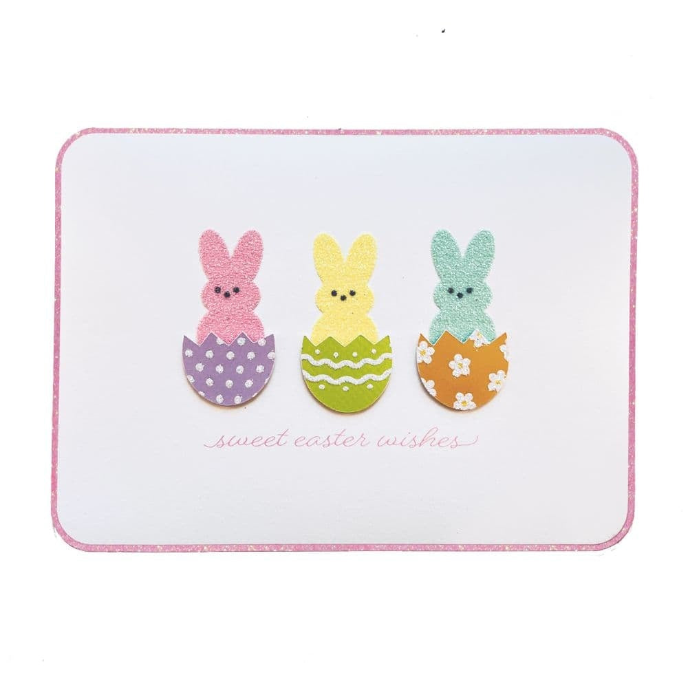 Handmade Bunnies in Eggs Easter Card