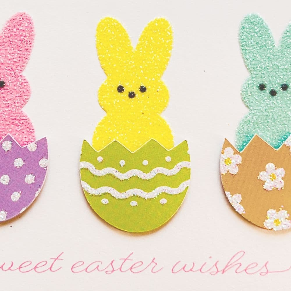 Handmade Bunnies in Eggs Easter Card