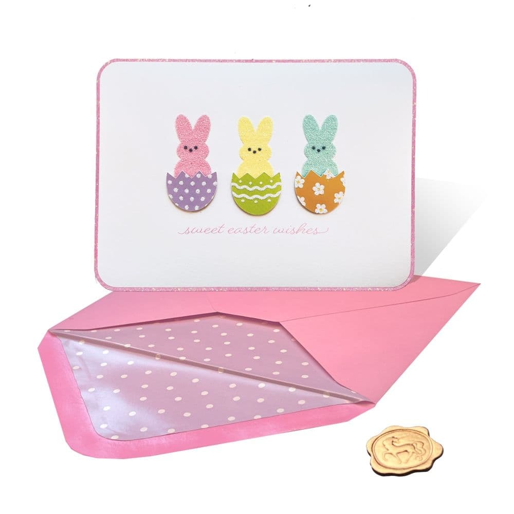 Handmade Bunnies in Eggs Easter Card