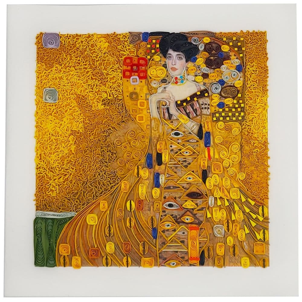 Quilled Lady in Gold Klimt Blank Card
