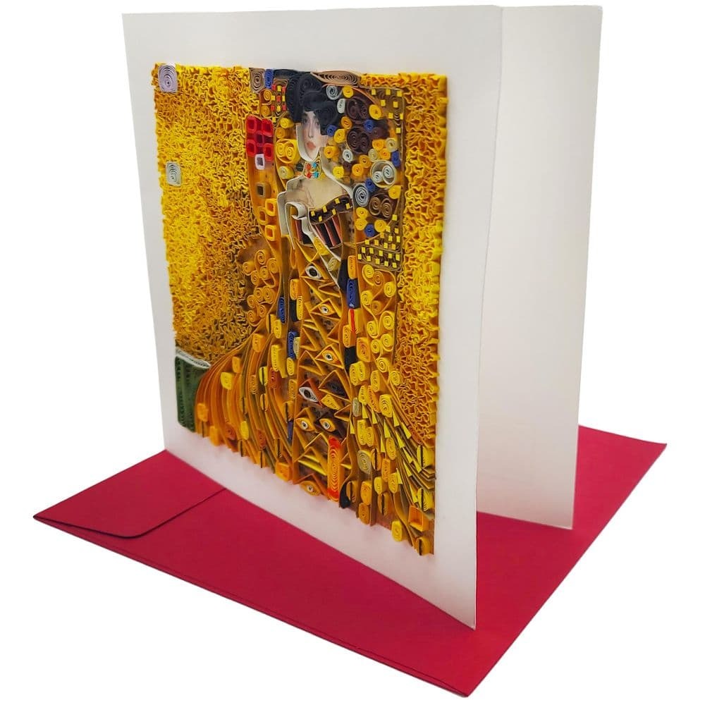 Quilled Lady in Gold Klimt Blank Card