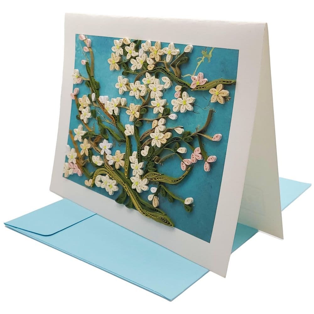 Quilled Almond Blossoms Van Gogh Blank Card