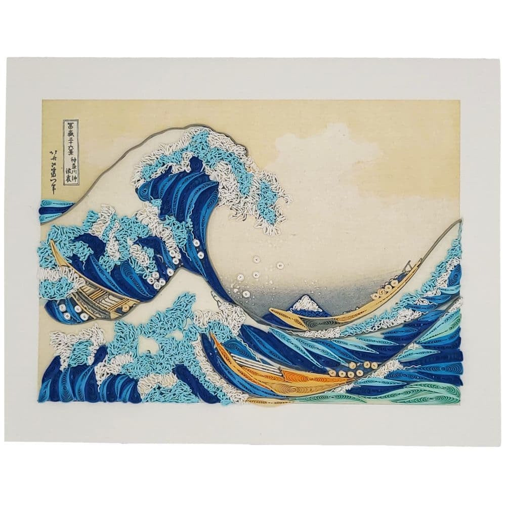 Quilled Great Wave off Kanagawa Hokusai Blank Card