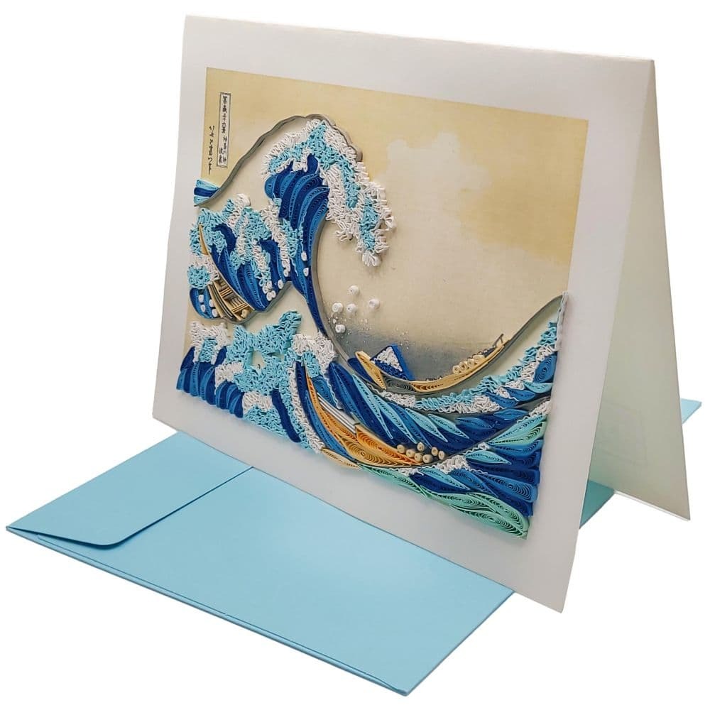 Quilled Great Wave off Kanagawa Hokusai Blank Card