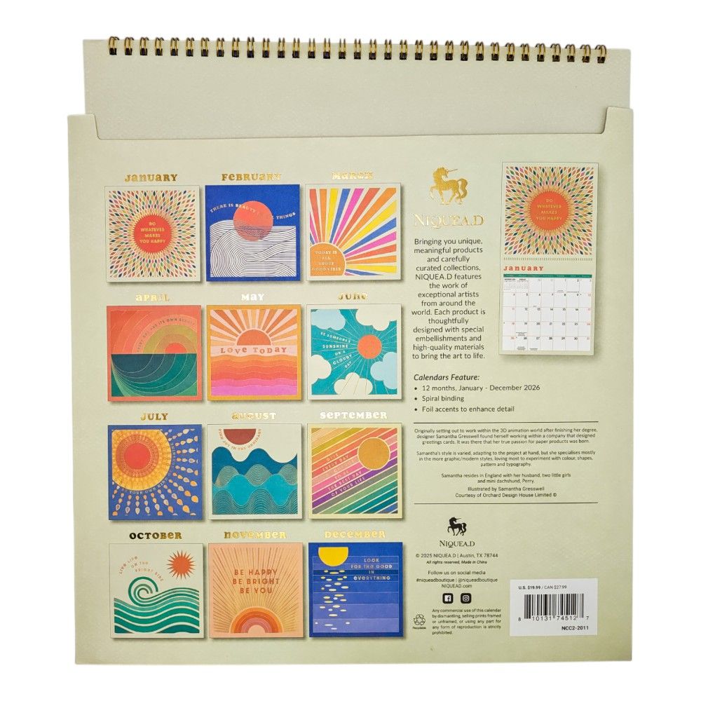 Sunshine Affirmations 2026 Wall Calendar