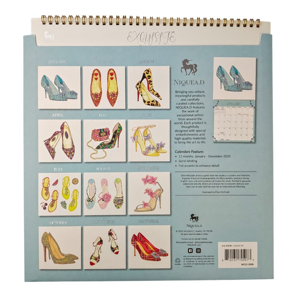 Exquisite Shoes 2026 Wall Calendar