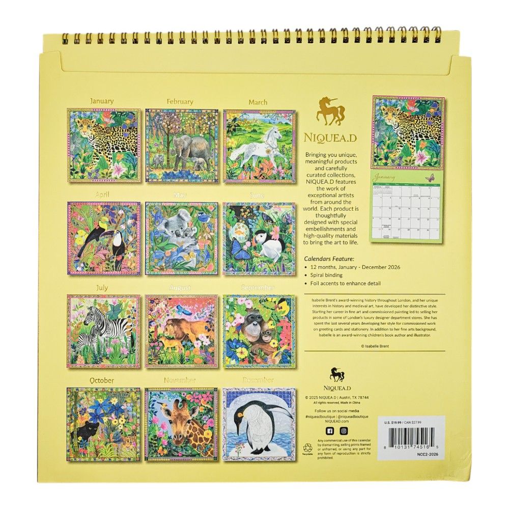 Exotic Animals 2026 Wall Calendar