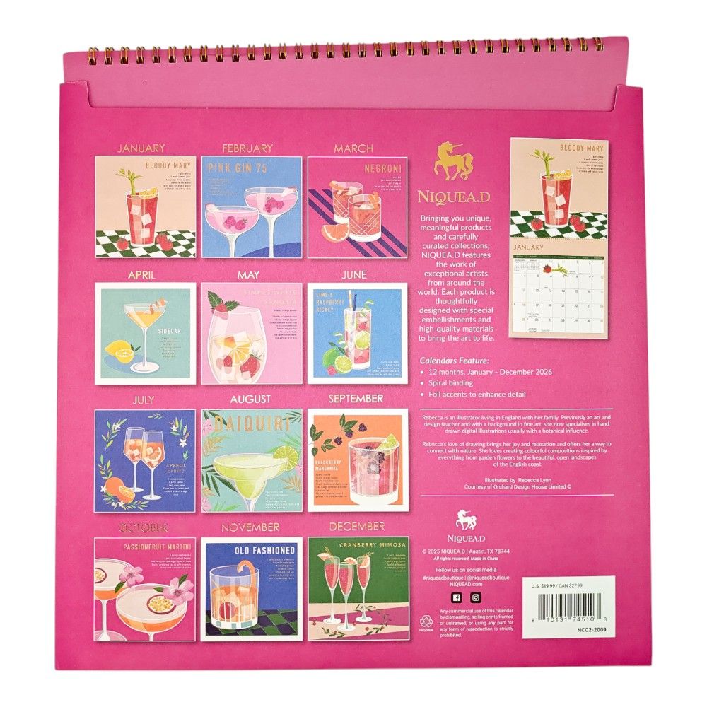 Cocktail Edit 2026 Wall Calendar
