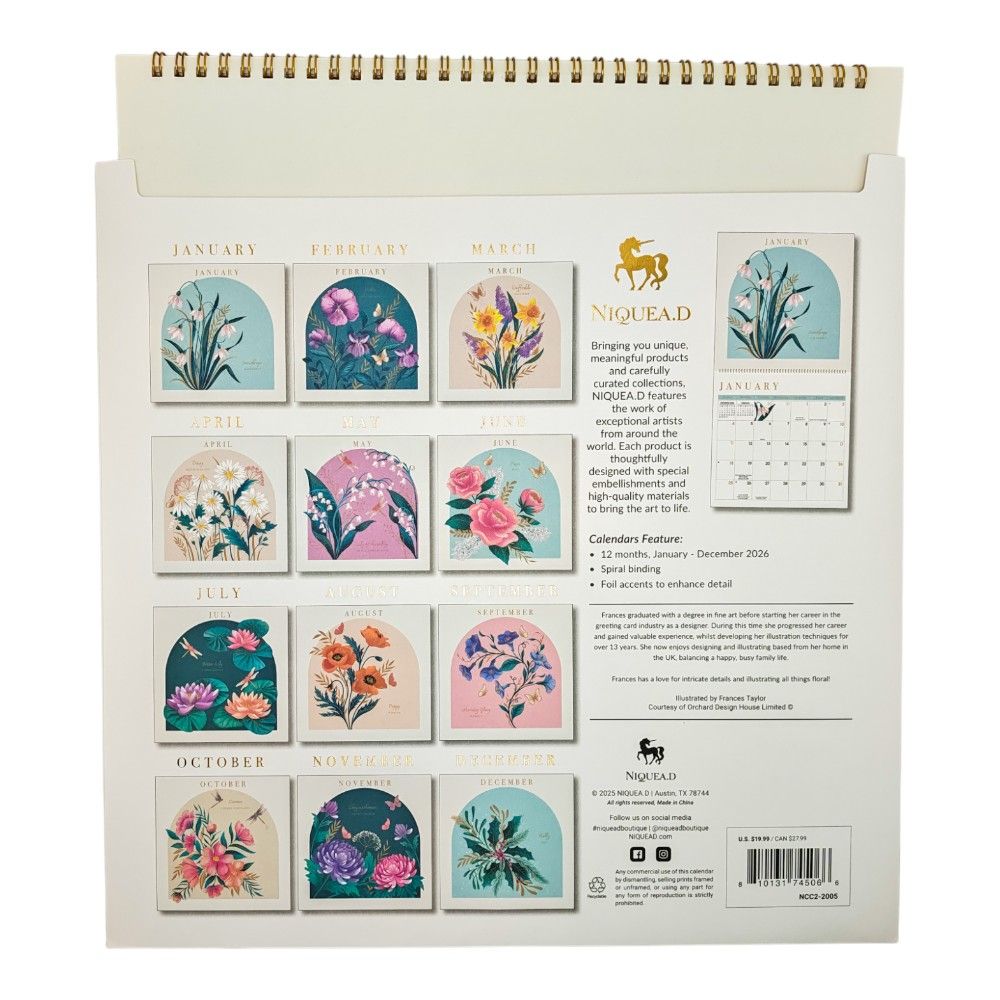 Birth Flowers 2026 Wall Calendar