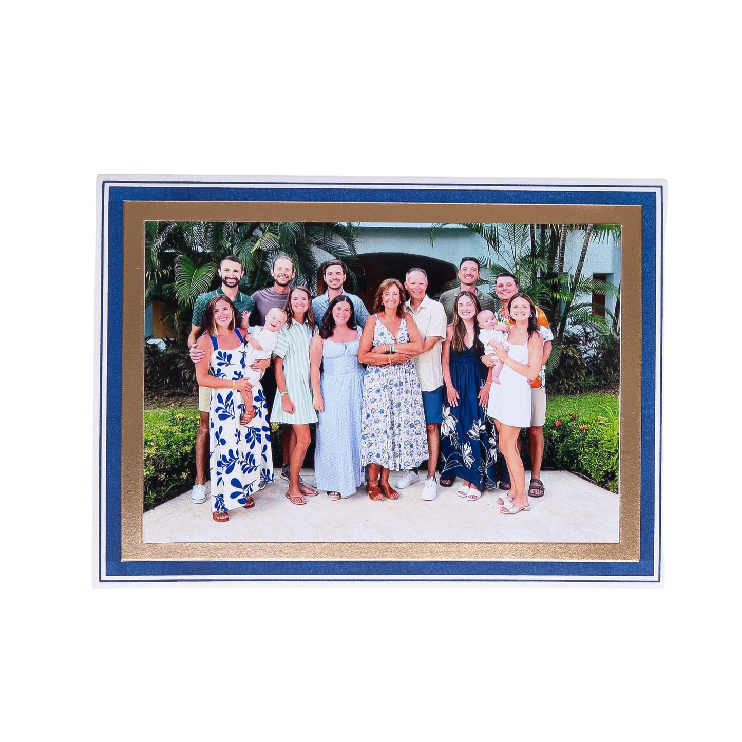CUSTOM Embossed Navy and Gold Foil Border Christmas Photo Card Set