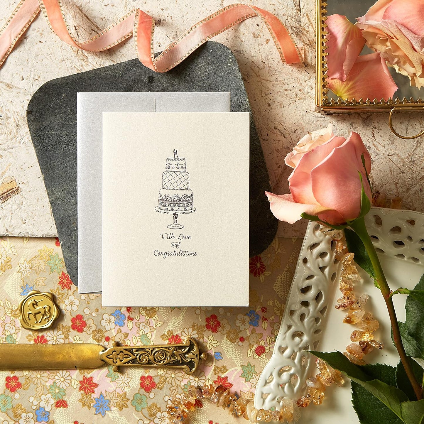 Etched Wedding Cake Wedding Card