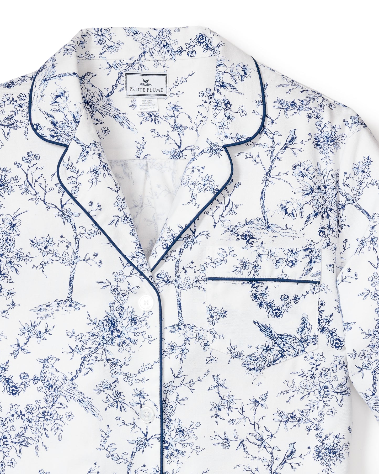 Women's Twill Long Sleeve Short Set in Timeless Toile