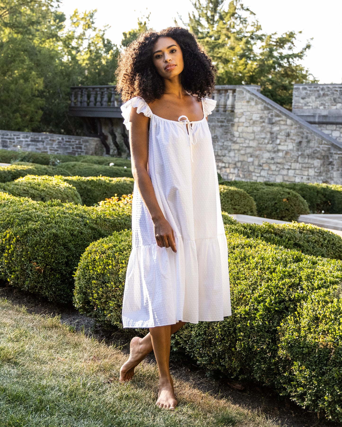 Women's Swiss Dots Celeste Nightgown in White