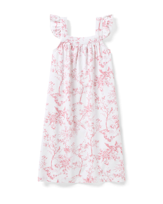 Girl's Twill Clara Nightgown in Pink Timeless Toile