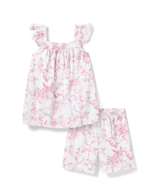 Girl's Twill Clara Short Set in Pink Timeless Toile