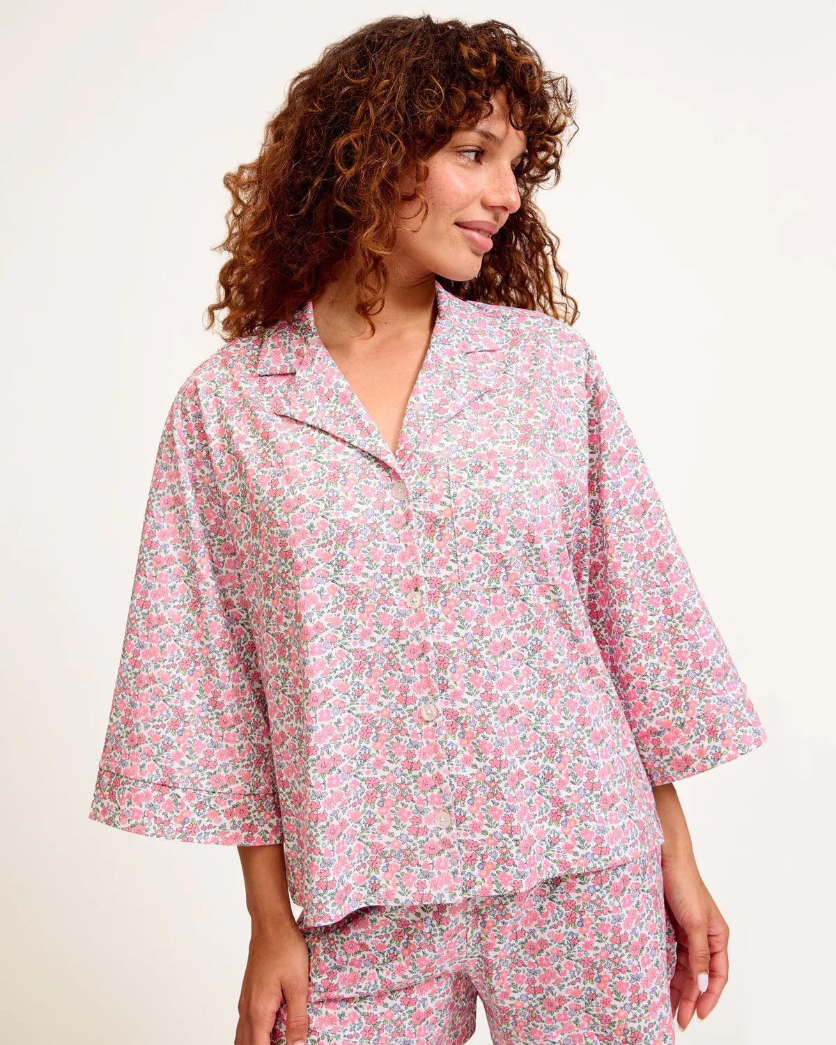 The Olivia Pima Short Set in Fleurs de Rose