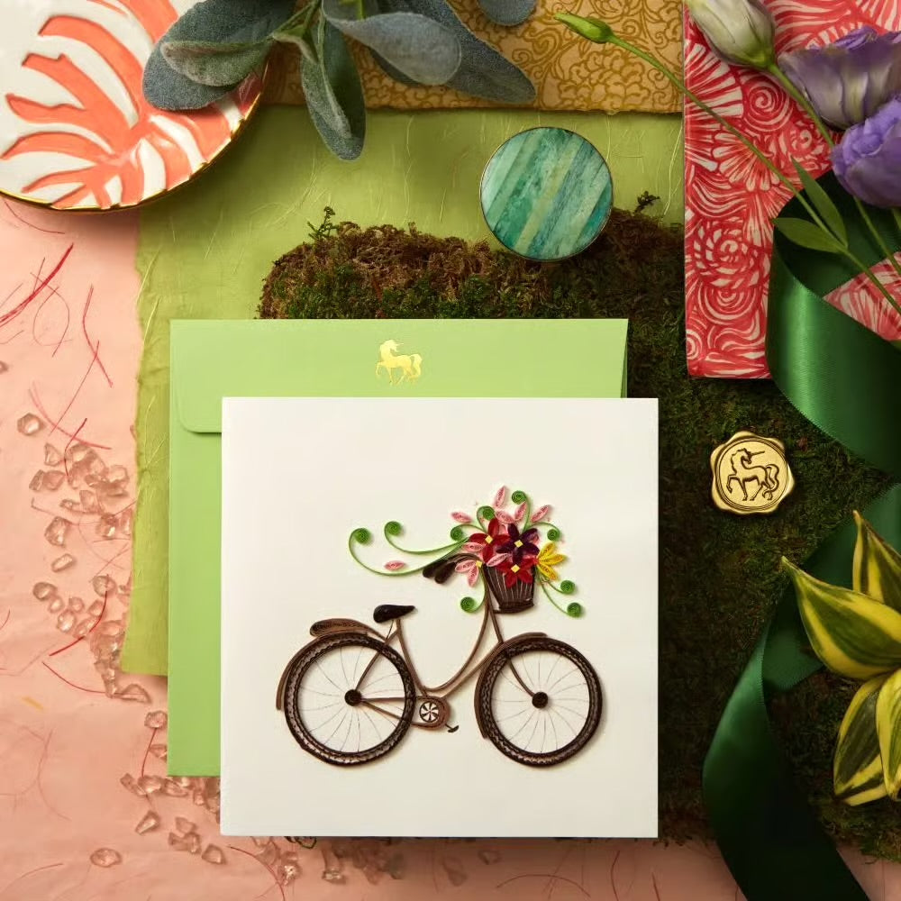 Quilled Bicycle Blank Card