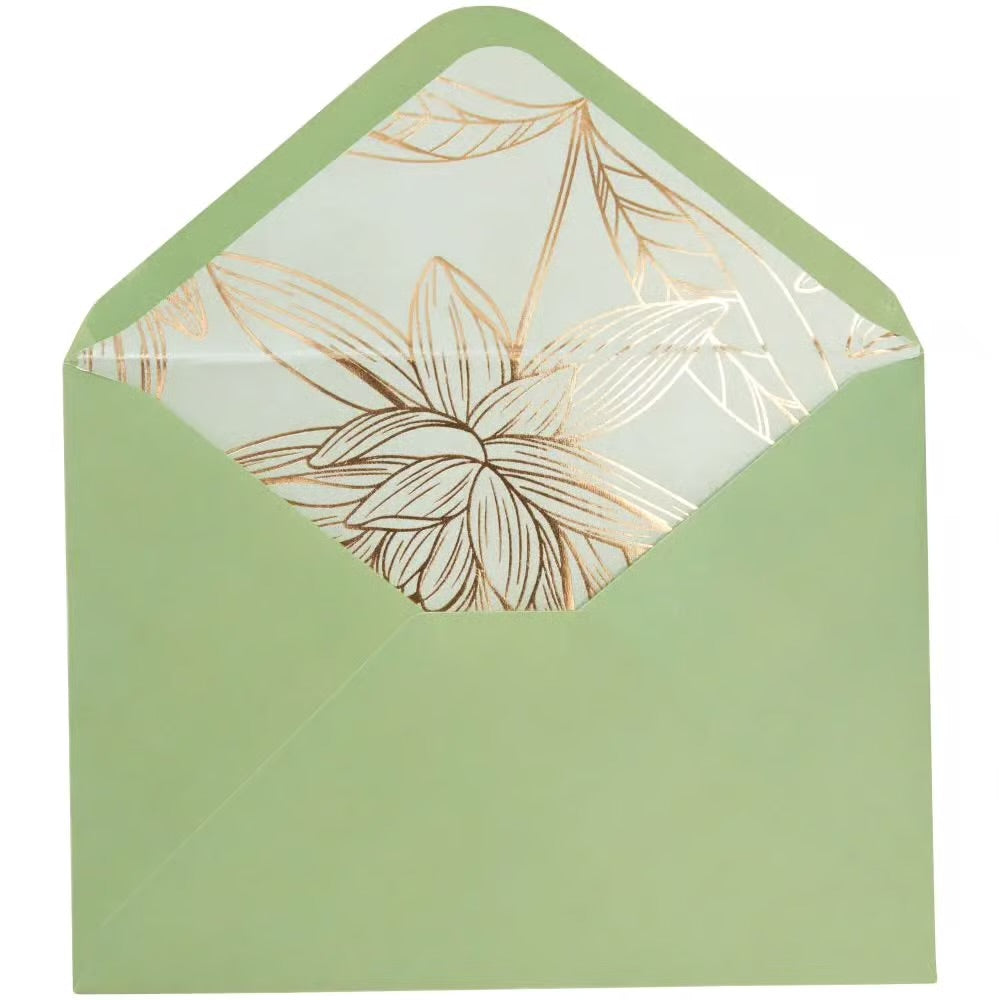 Green Dress Girl Blank Card