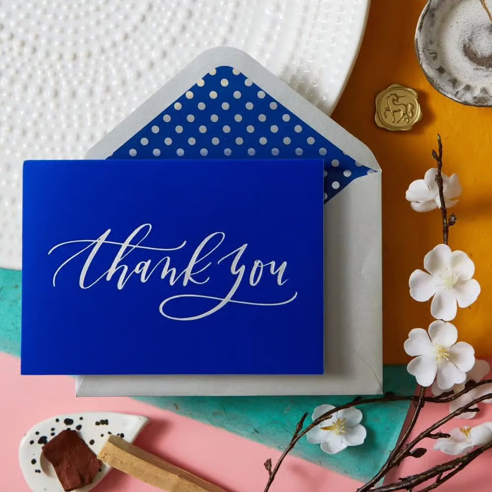 Thank You On Flocking Thank You Card