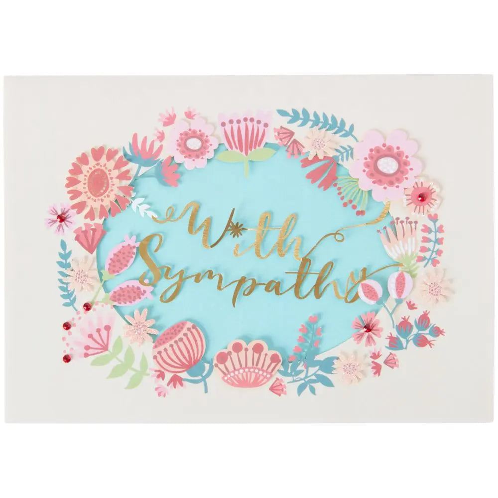 Flower Border & Lettering Sympathy Card