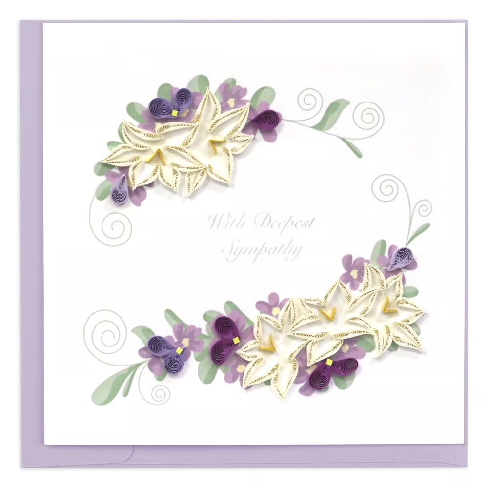 Quilled Flowers Lilac And White Sympathy Card