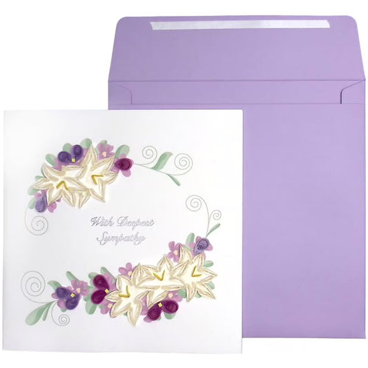 Quilled Flowers Lilac And White Sympathy Card