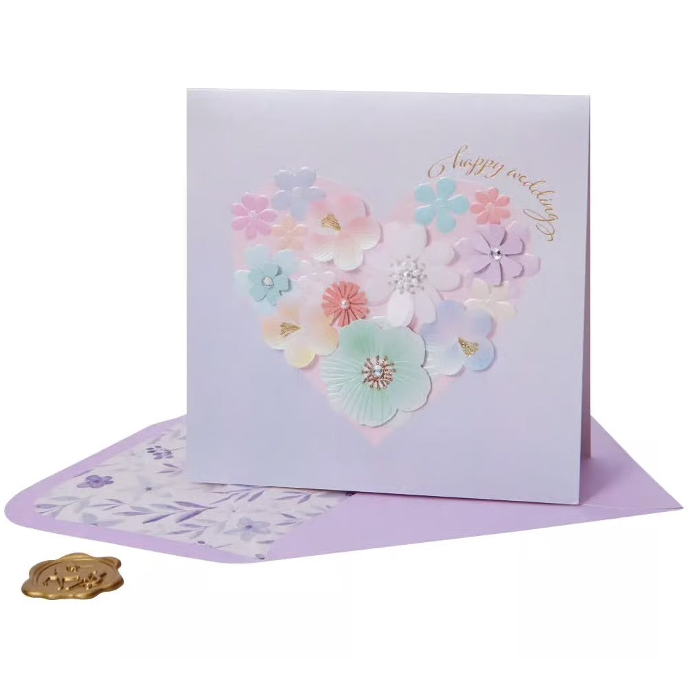 Floral Heart Wedding Card