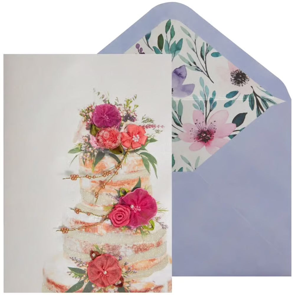Cake With Flowers Wedding Card