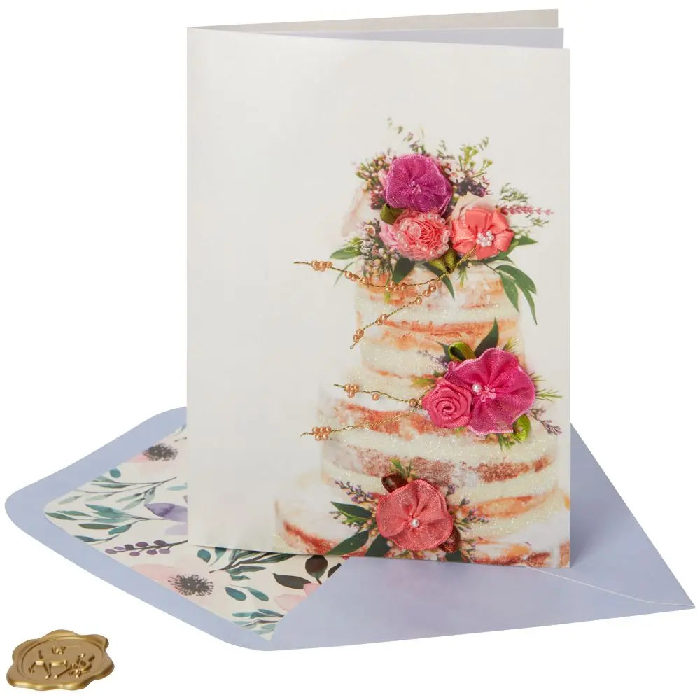 Cake With Flowers Wedding Card