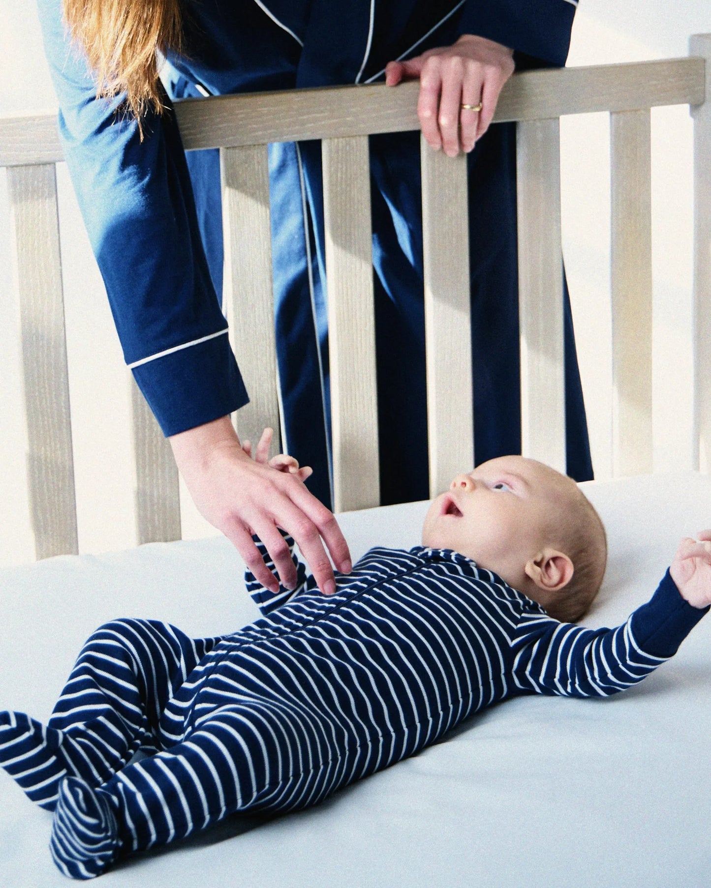 Baby's Pima Romper in Navy Stripes