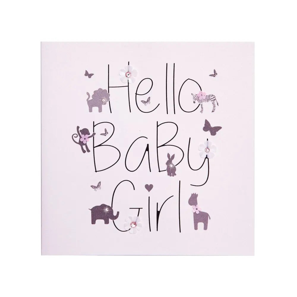 Hello Baby Girl Lettering Baby Card