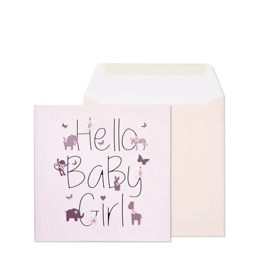 Hello Baby Girl Lettering Baby Card
