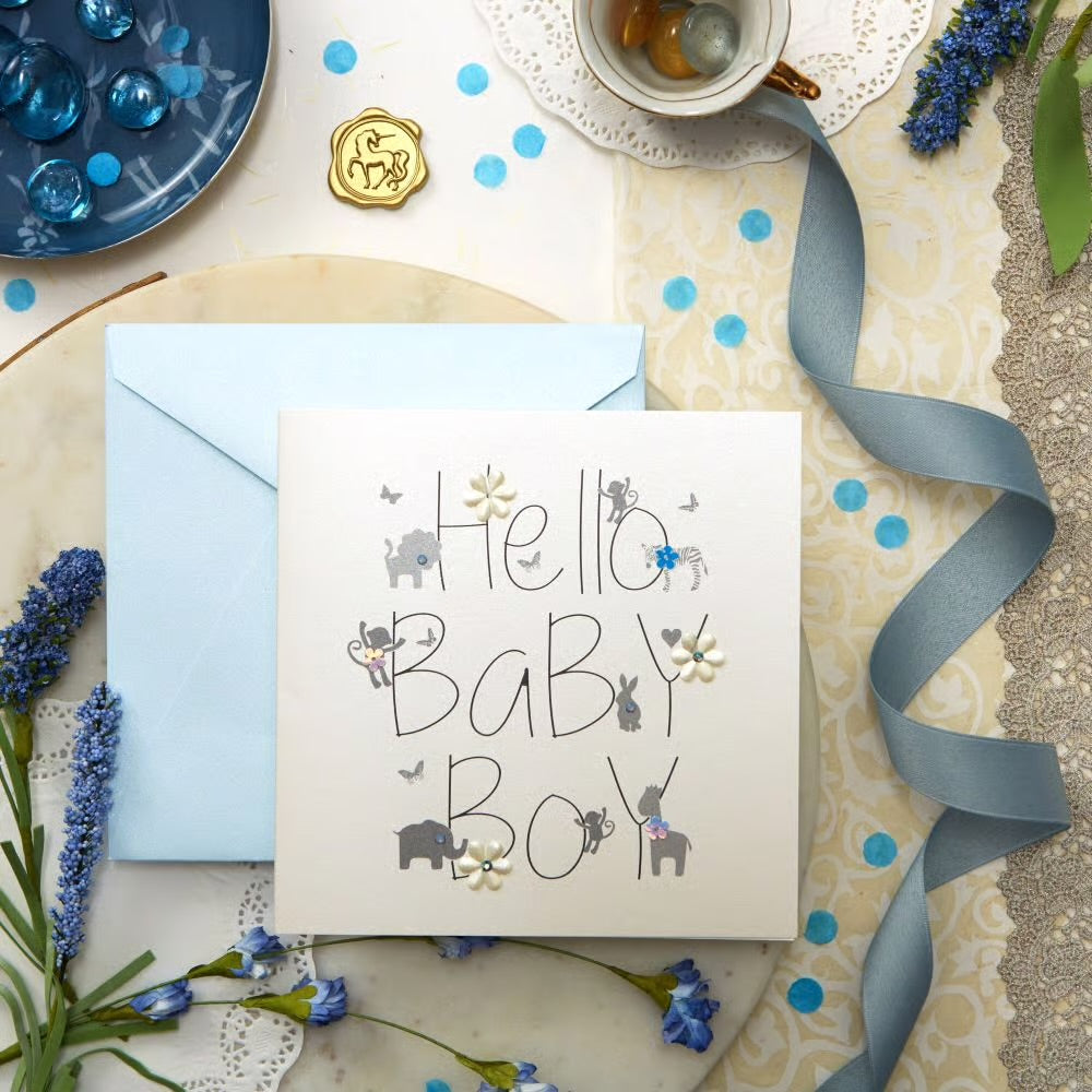 Hello Baby Boy Baby Congrats Card