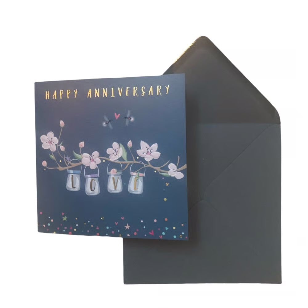 Jars Hanging From Branch Anniversary Card