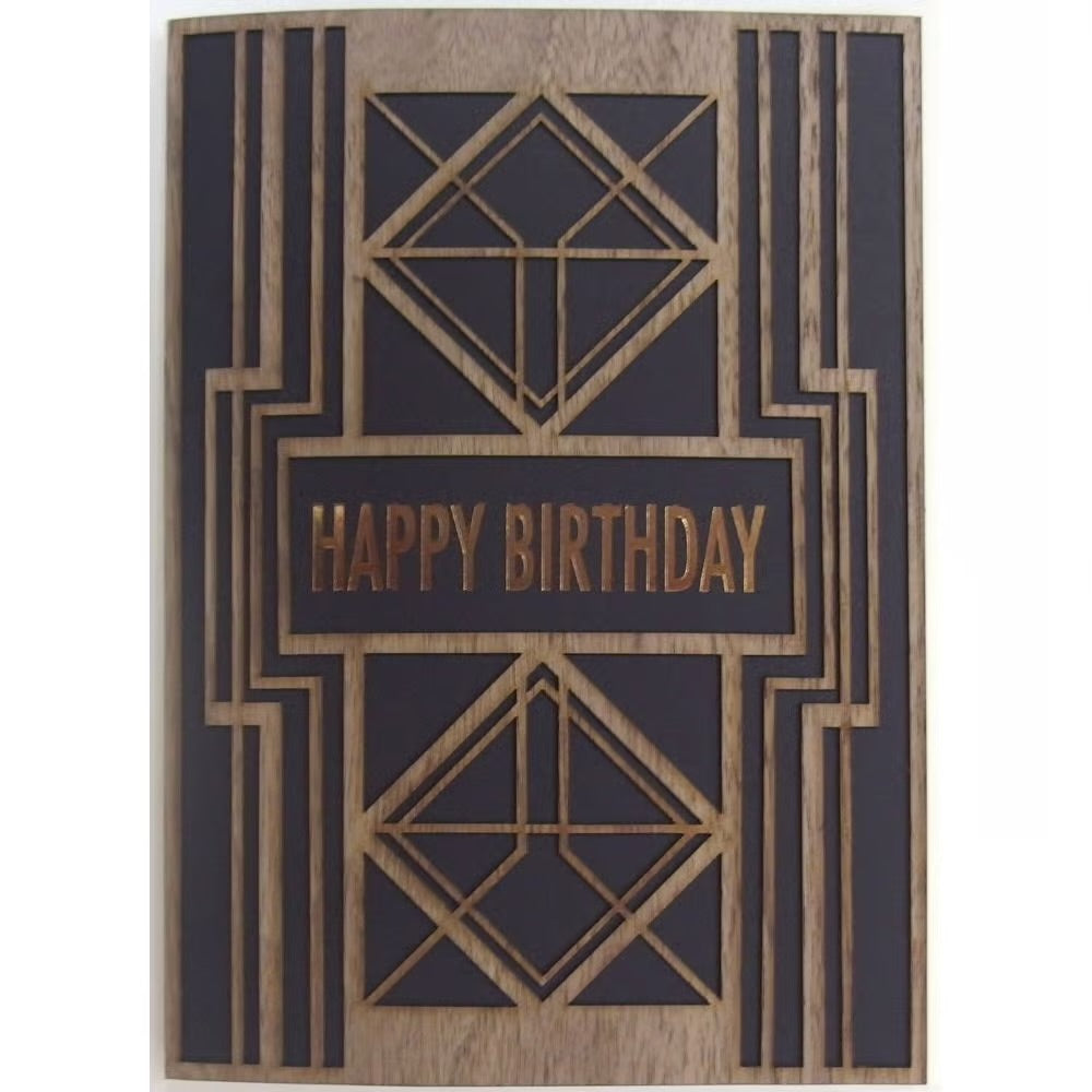 Laser Cut Deco Wood Birthday Card